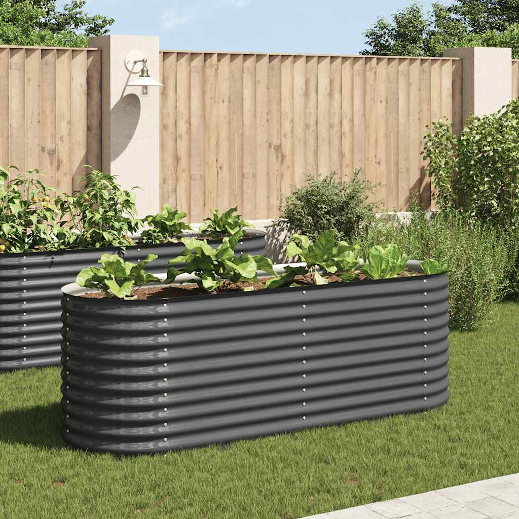 Plantador Vidaxl elevado 240x80x81 cm de acero galvanizado gris