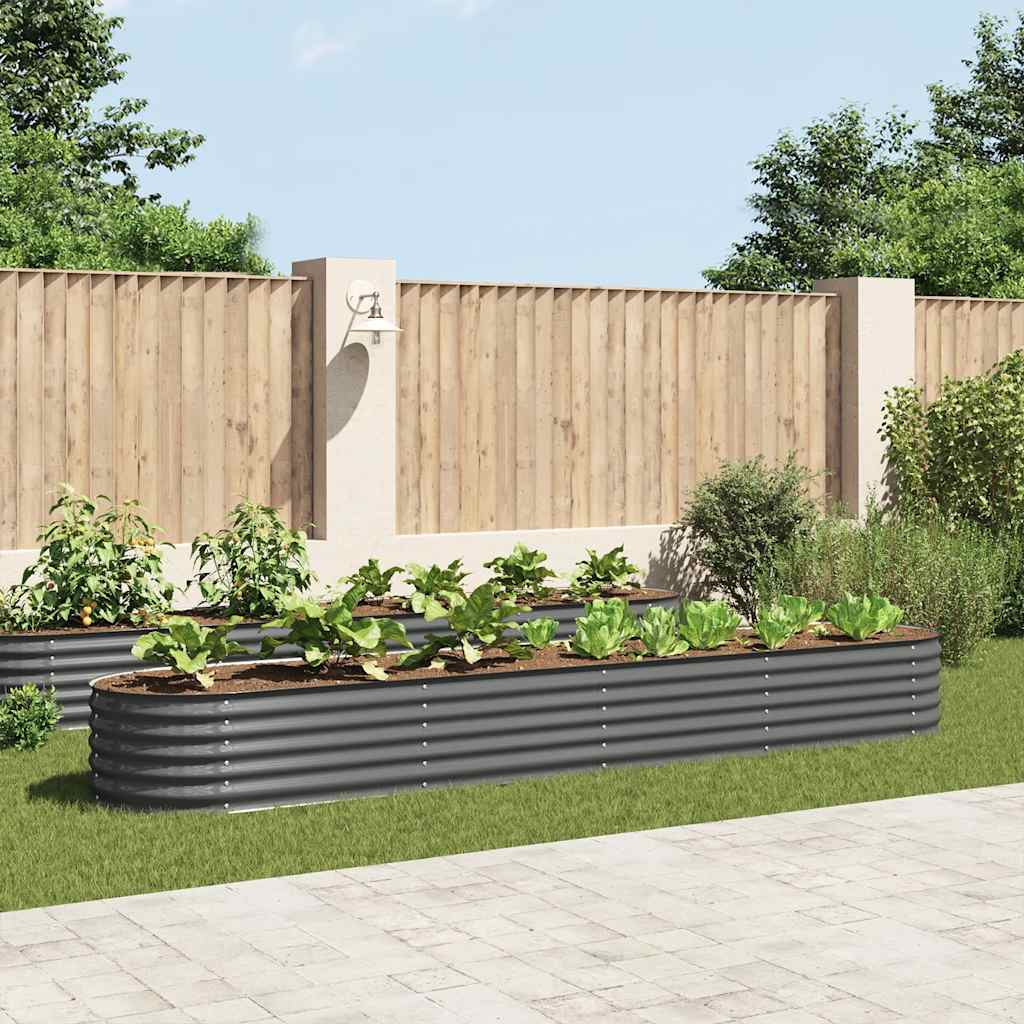 Vidaxl Planter Insertar 400x80x44 cm de acero galvanizado gris