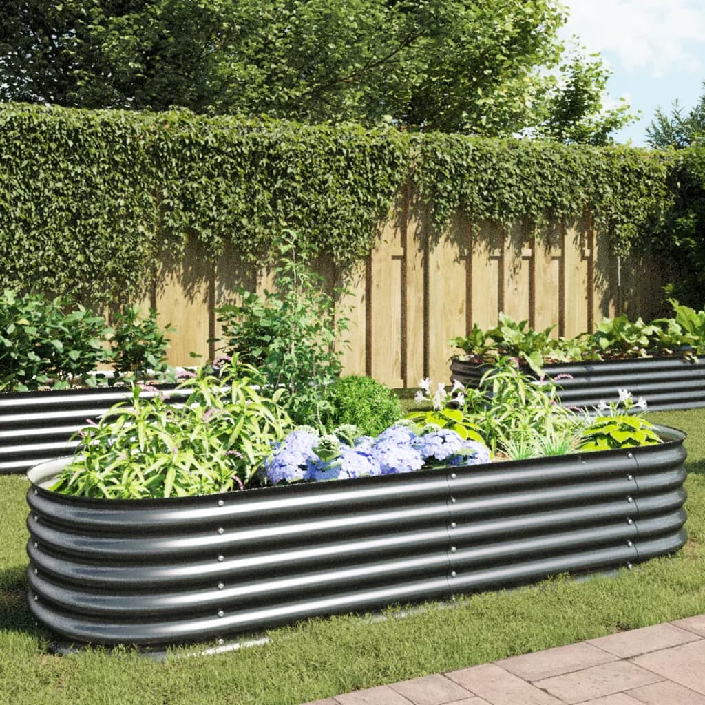 Plantador Vidaxl elevado 240x80x44 cm de acero galvanizado gris