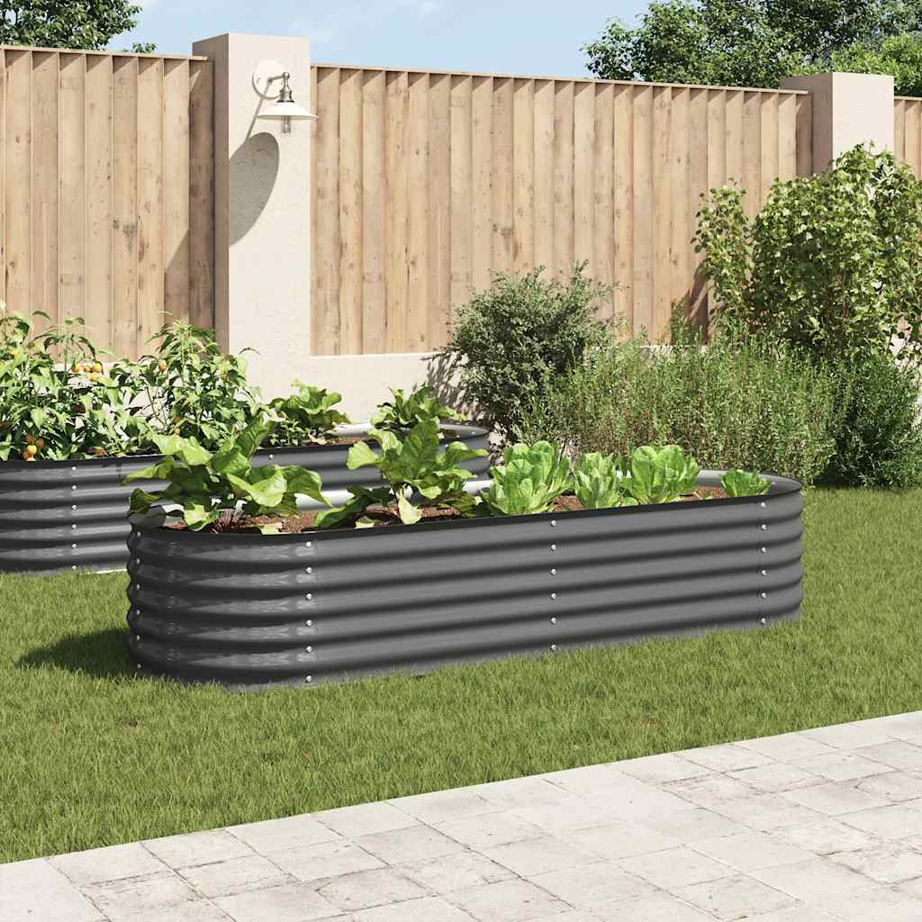 Plantador Vidaxl elevado 240x80x44 cm de acero galvanizado gris