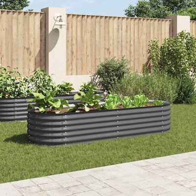 Plantador Vidaxl elevado 240x80x44 cm de acero galvanizado gris