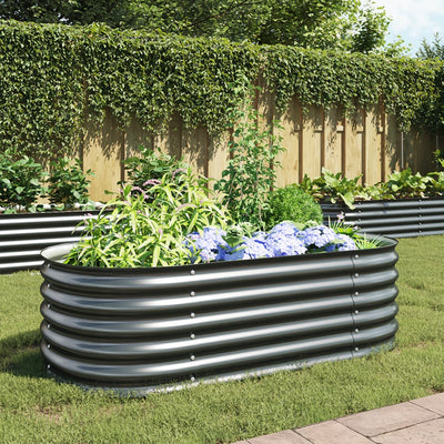 Vidaxl fioriera raccolta da 160x80x44 cm grigio in acciaio zincato