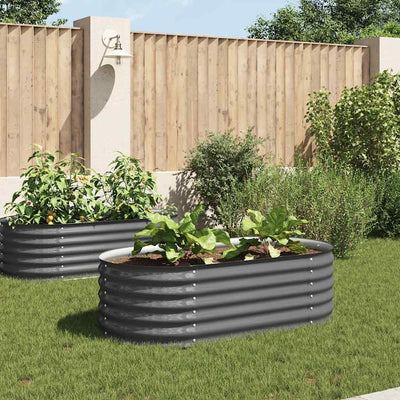 Plantador Vidaxl elevado 160x80x44 cm de acero galvanizado gris