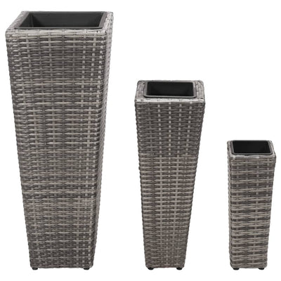 Le fioriere Vidaxl hanno allevato 3 St Poly Rattan Grey