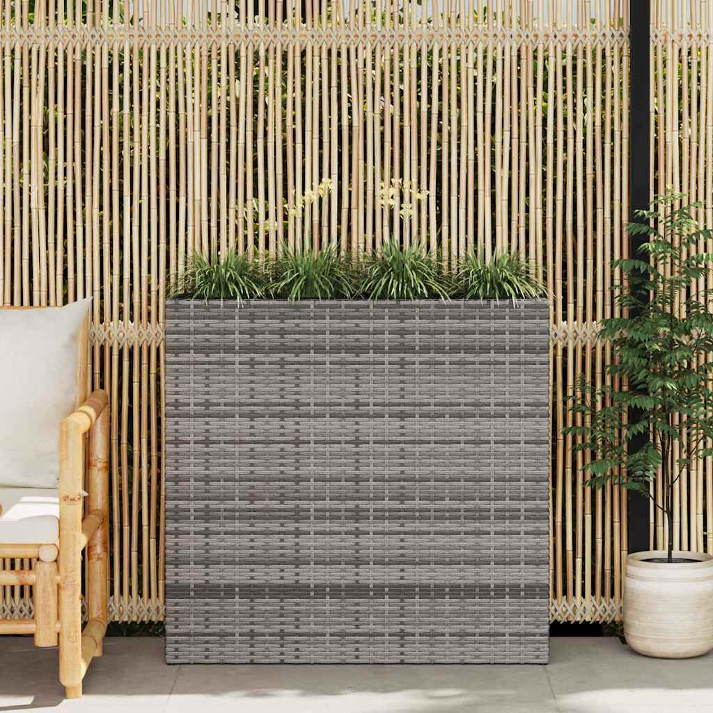 Vidaxl Planter raised with 4 pots Poly Rattan Gray