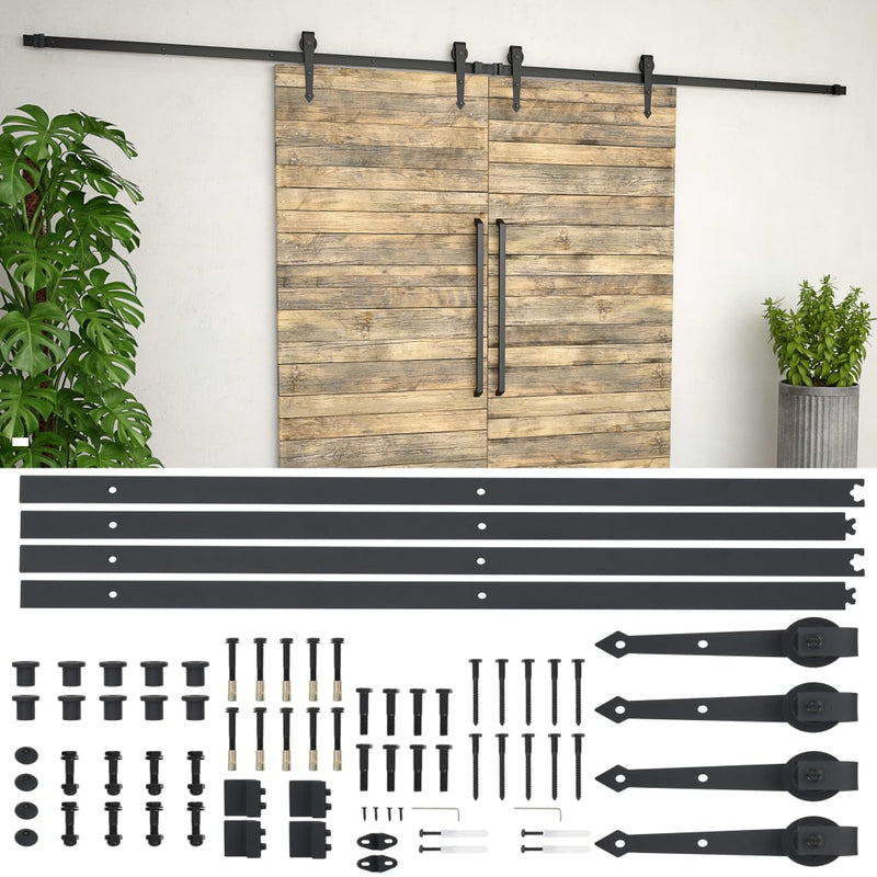Vidaxl piezas establecidas para puerta corredera 2x183 cm de acero negro