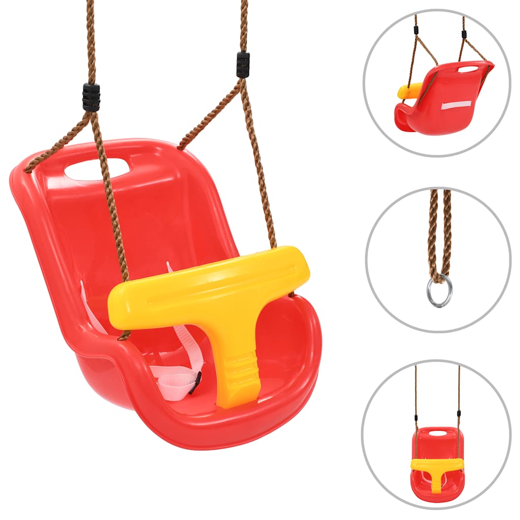 Vidaxl baby swing con cintura di sicurezza pp rosso