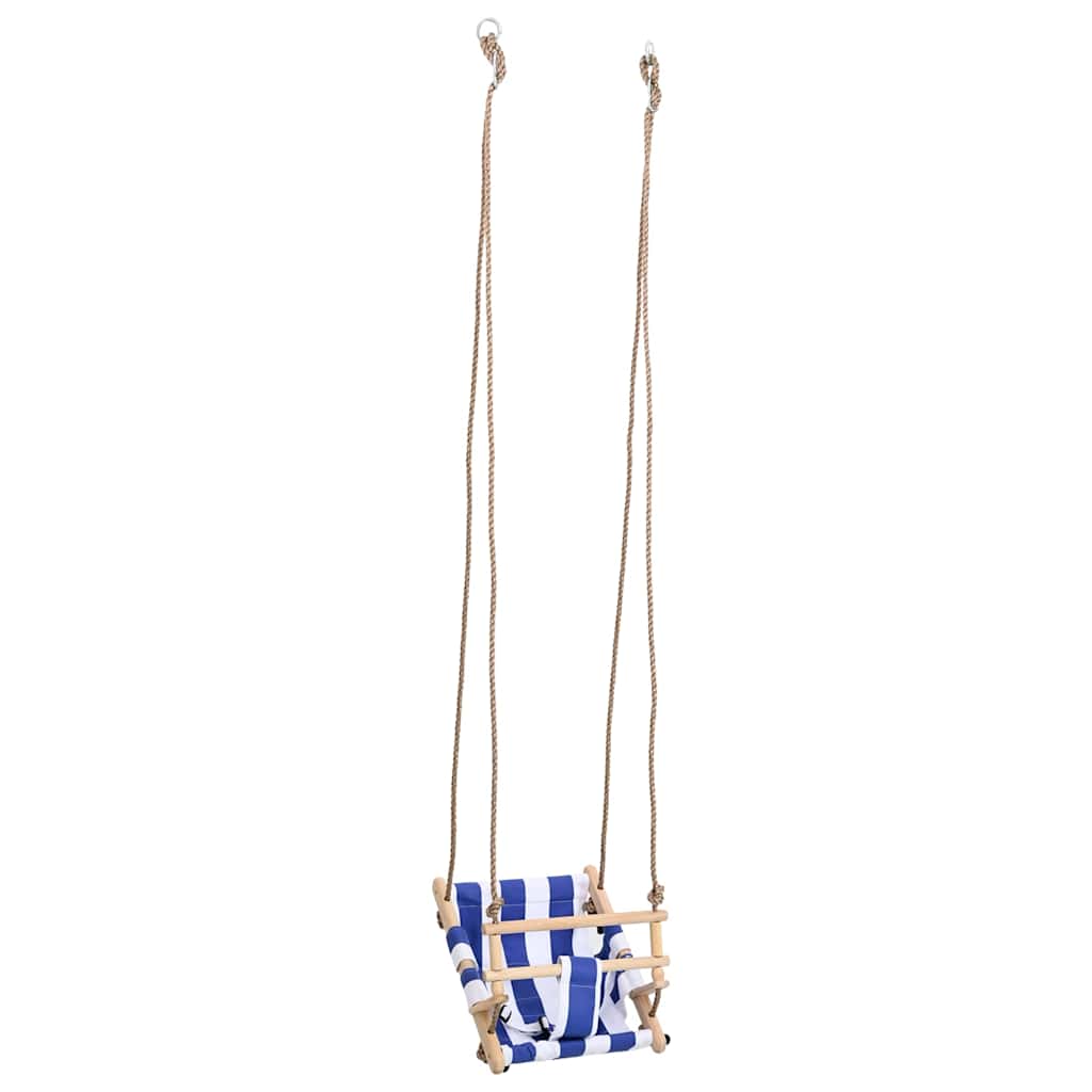 Vidaxl baby swing con cintura di sicurezza cotone legno blu