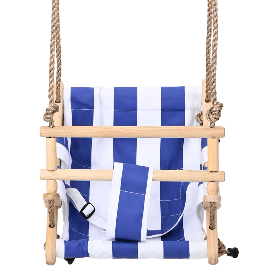 Columpio vidaXL con cinturón de seguridad algodón madera azul