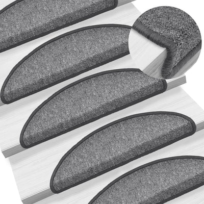 Vidaxl trapmatten 15 st 56x17x3 cm donkergrijs halfrond