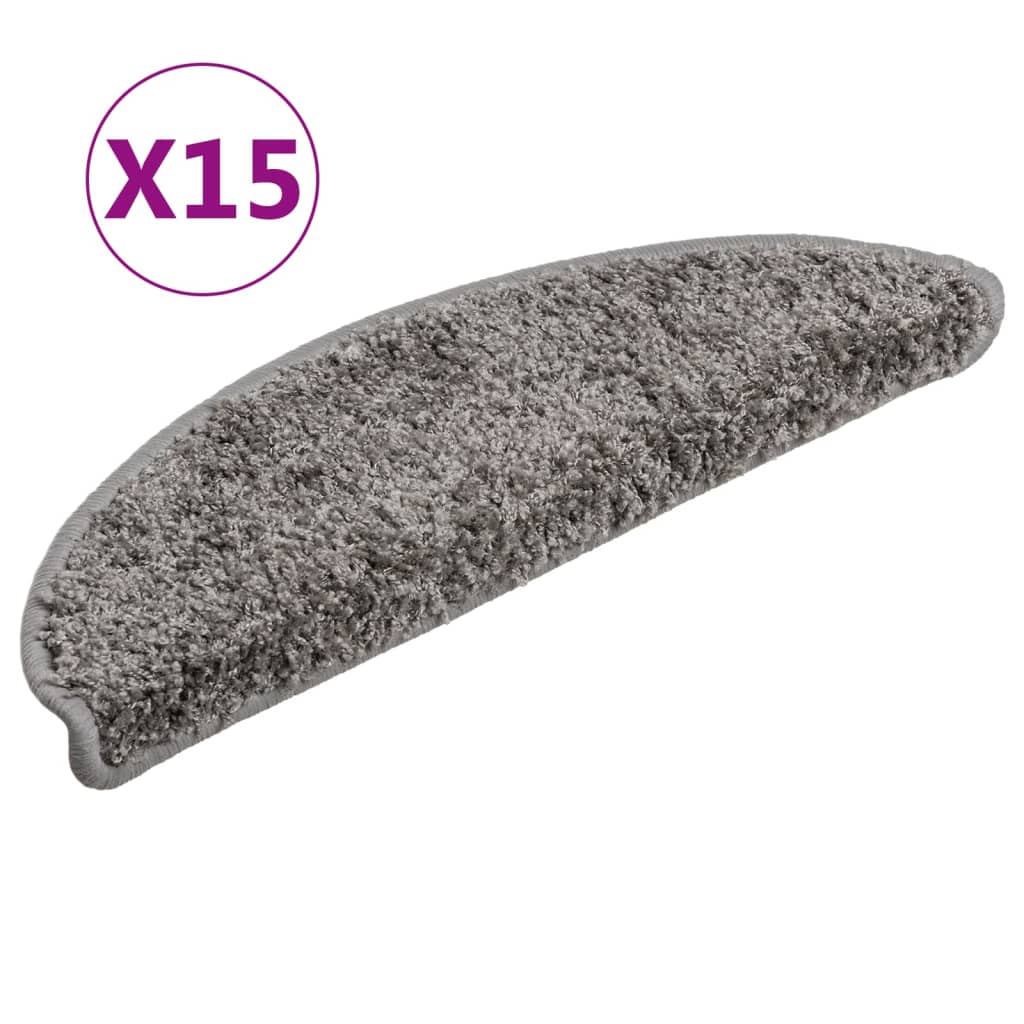 Tappetini VidaXL 15 pz 56x17x3 cm grigio semicircolare