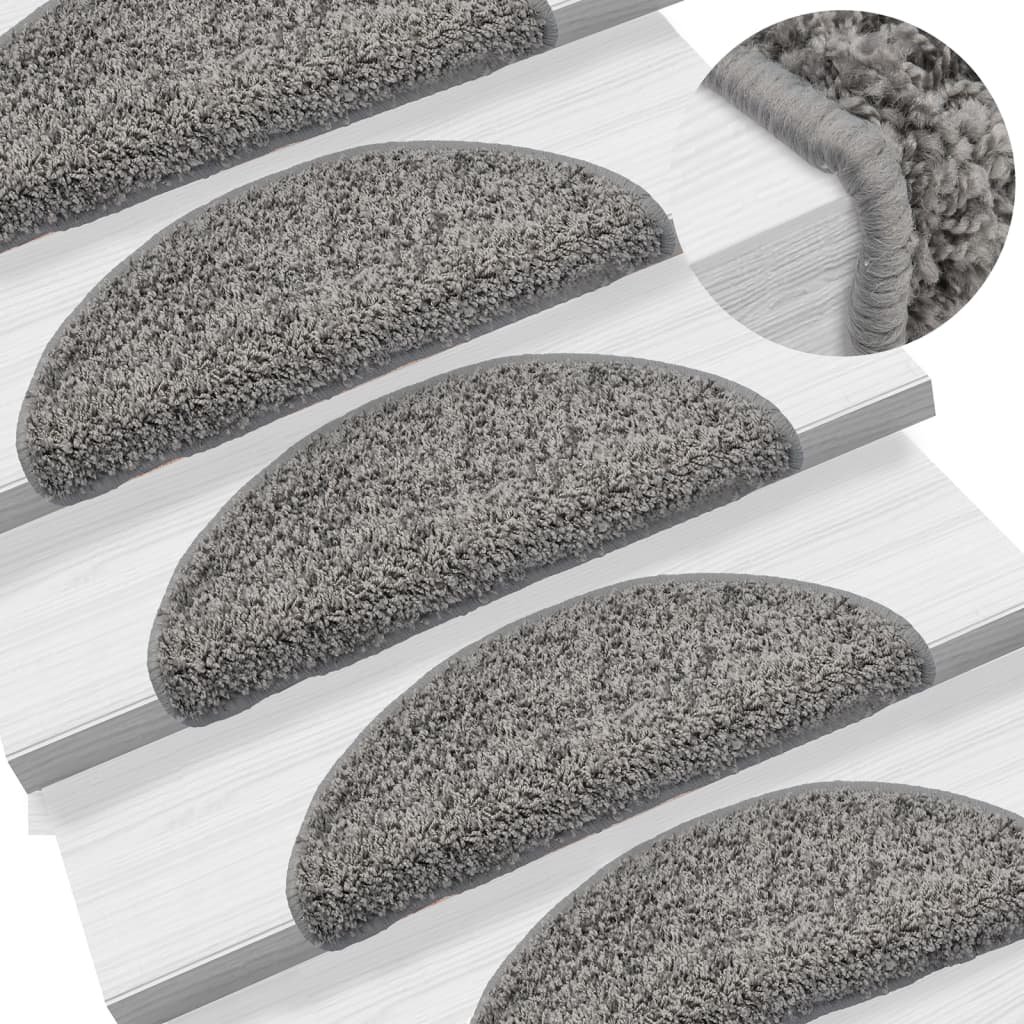 Tappetini VidaXL 15 pz 56x17x3 cm grigio semicircolare