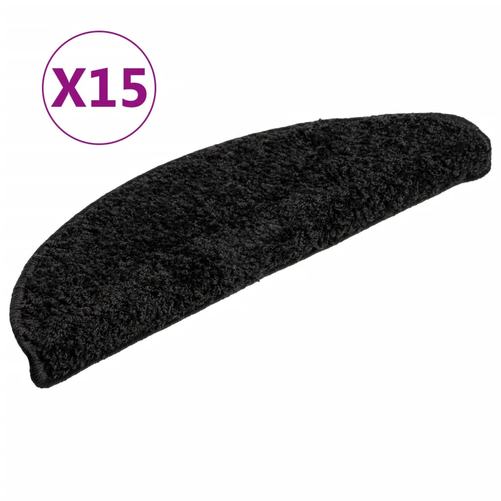 Vidaxl trapmatten 15 st 56x17x3 cm zwart halfrond