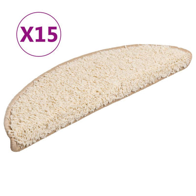 Tappetini per scale VidaXL 15 pz 56x17x3 cm crema semicircolare
