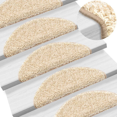 Tappetini per scale VidaXL 15 pz 56x17x3 cm crema semicircolare