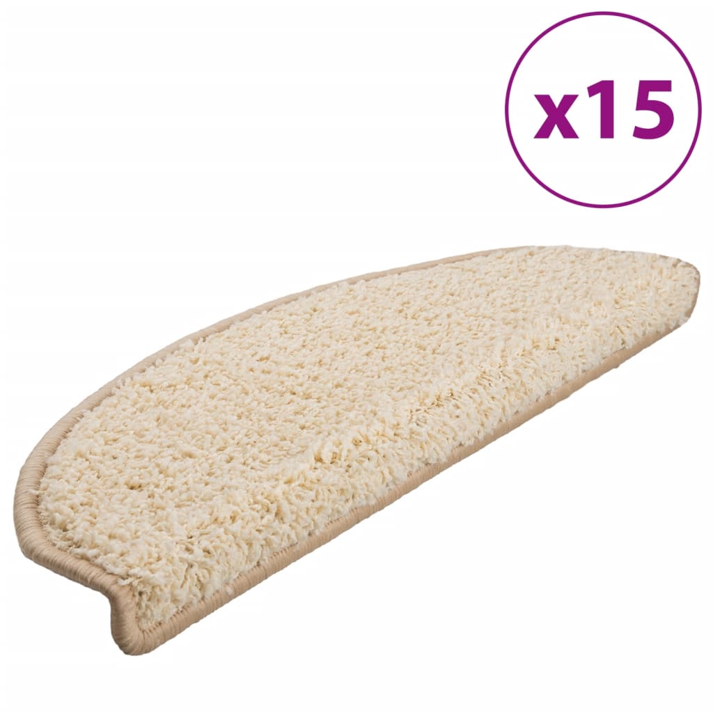 Vidaxl trapmatten 15 st 65x21x4 cm crème halfrond groot