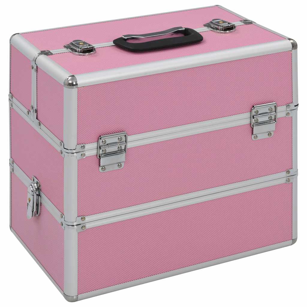 Vidaxl makeup suitcase 37x24x35 cm aluminum pink
