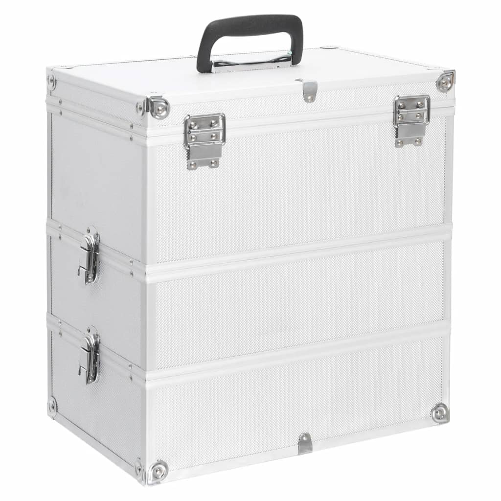 Maleta de maquillaje Vidaxl 37x24x40 cm de aluminio de plata de color