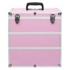 Vidaxl make-up koffer 37x24x40 cm aluminium roze