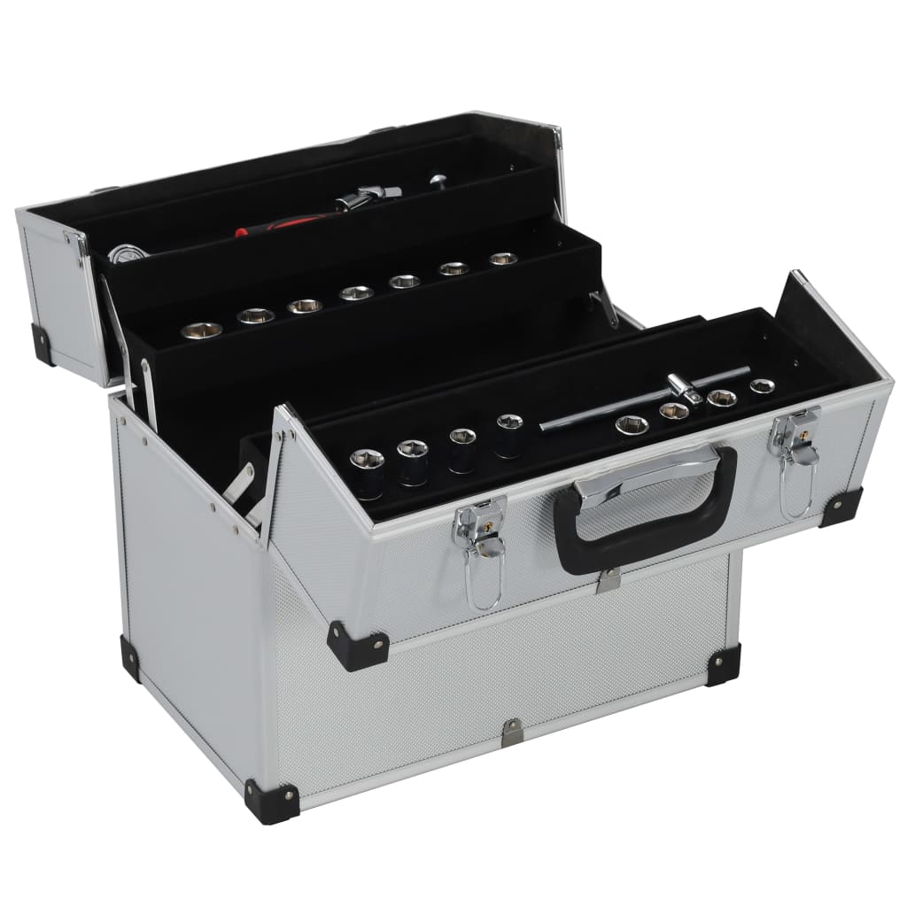 Vidaxl Tool Case 38x22.5x34 cm colorato in argento in alluminio