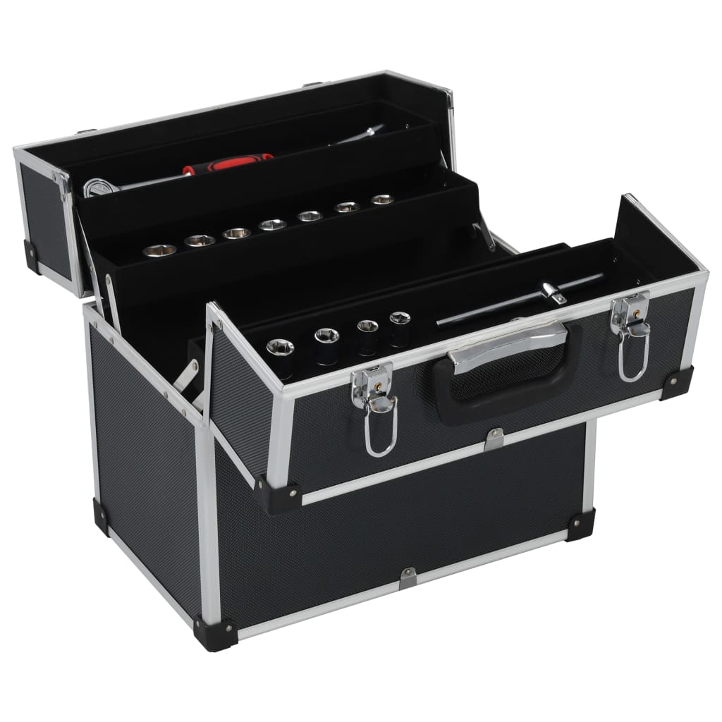 Case de herramientas de Vidaxl 38x22.5x34 cm de aluminio negro
