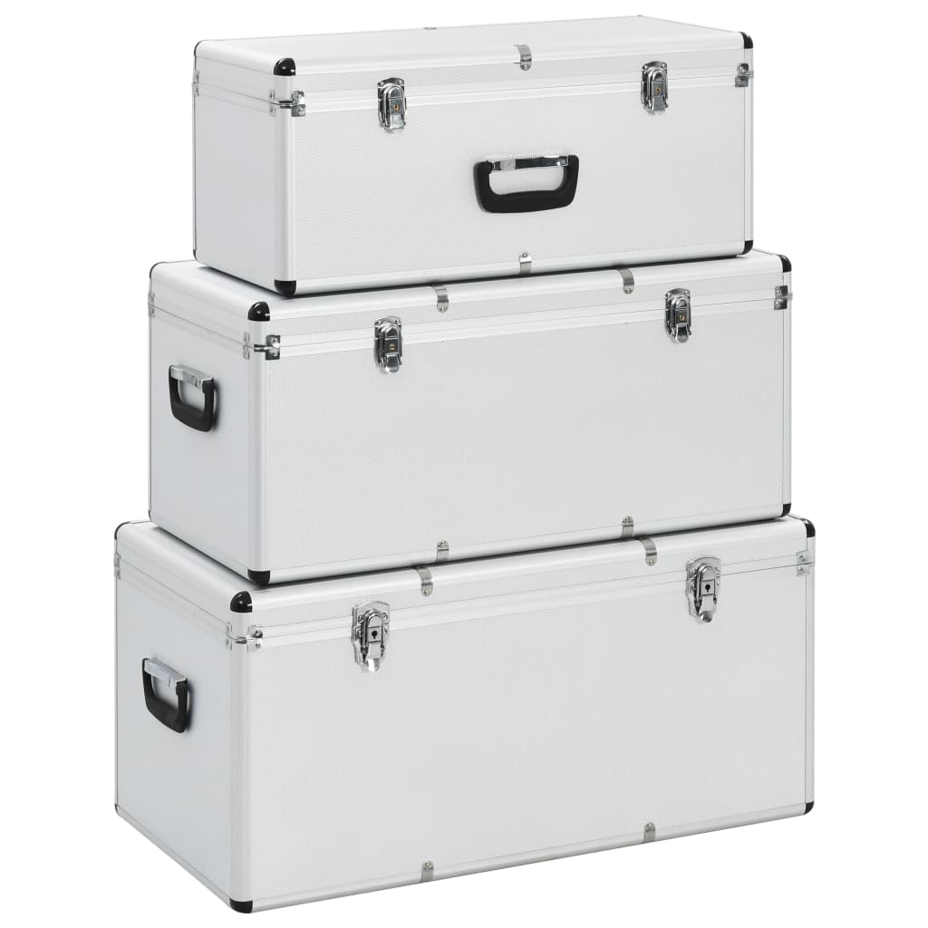 Vidaxl Storage Bocket 3 St Alluminio Silver Coloted