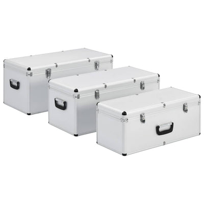 Vidaxl Storage Bocket 3 St Alluminio Silver Coloted