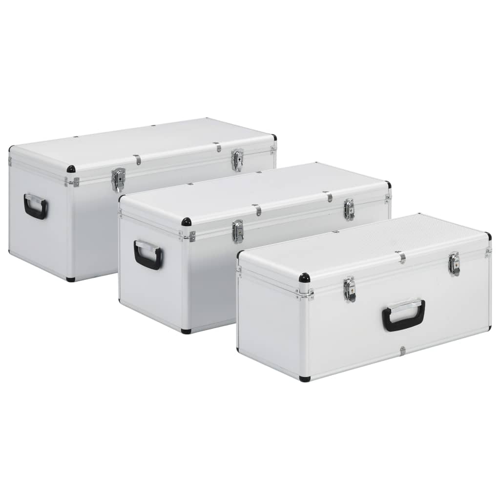 Vidaxl Storage Bocket 3 St Alluminio Silver Coloted