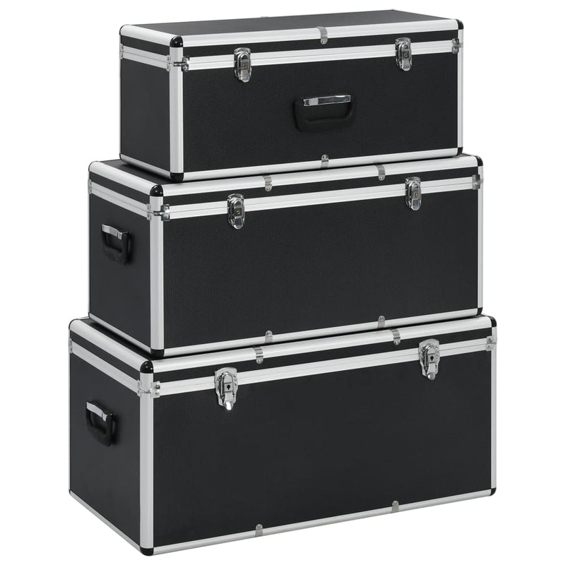 Vidaxl opbergkoffers 3 st aluminium zwart
