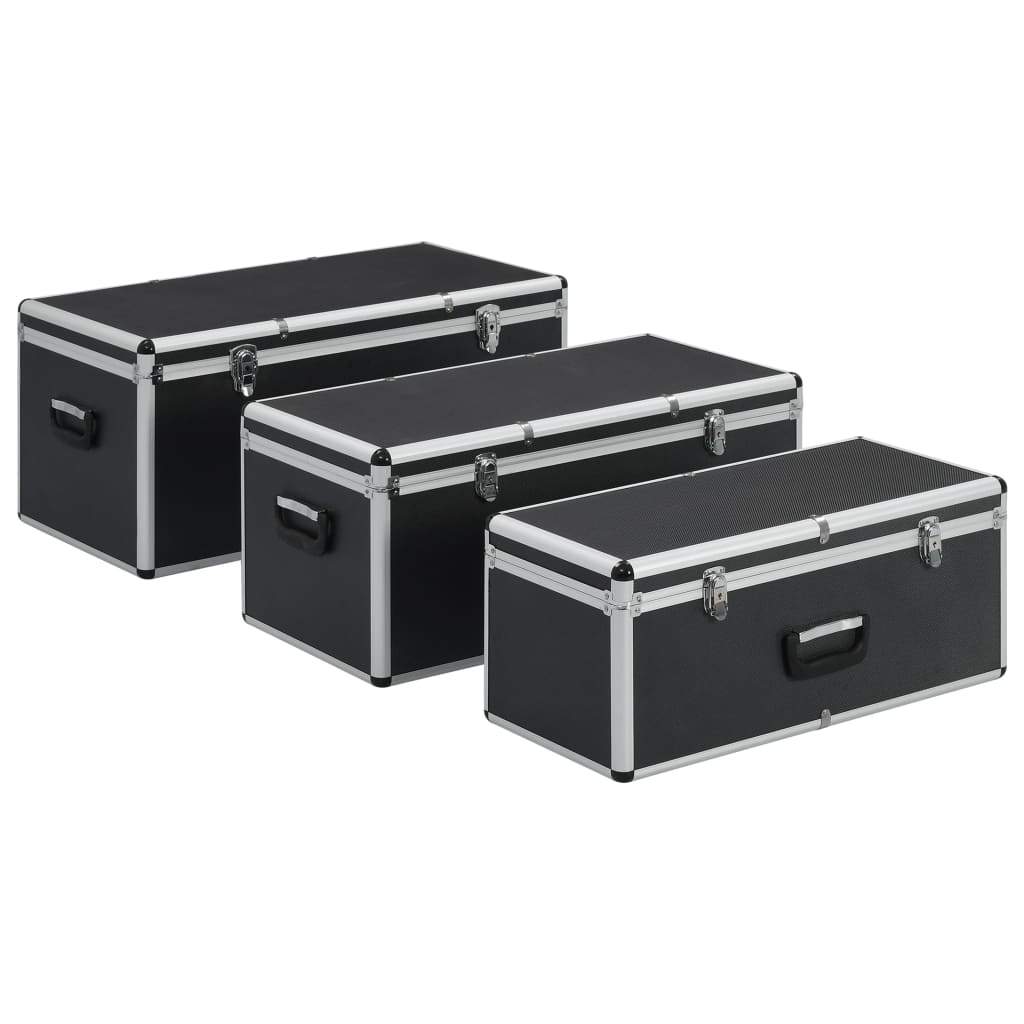 Casi di archiviazione Vidaxl 3 ST ALLUMINUM BLACK