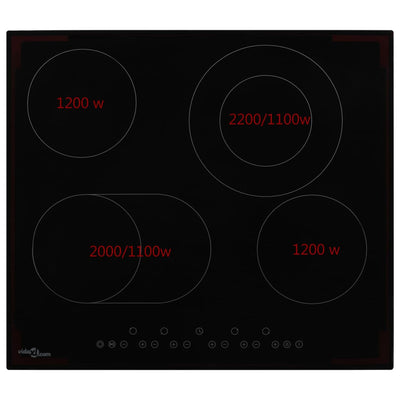 Vidaxl Hob in ceramica con 4 zone di cottura Controllo tocco 6600 W