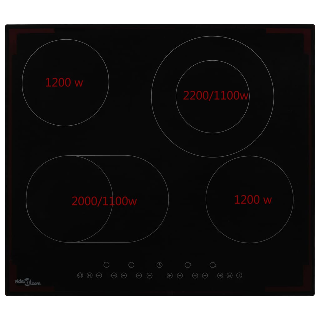 Vidaxl Ceramic HOB con 4 zonas de cocción Control táctil 6600 W
