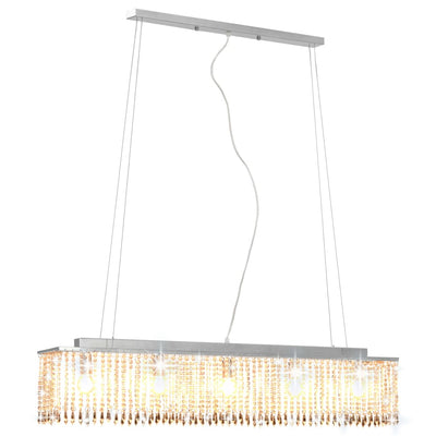 Lámpara de techo Vidaxl con perlas de cristal de 104 cm de color plateado
