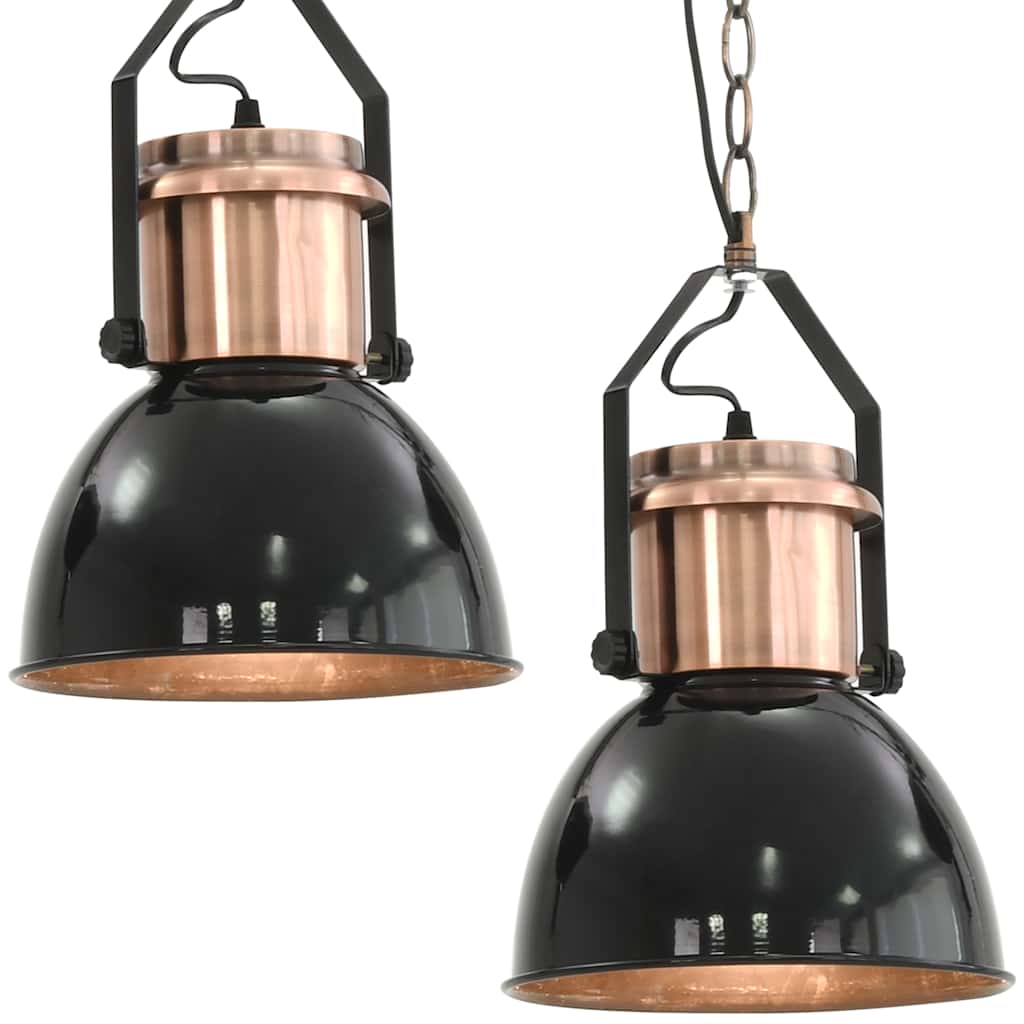 Vidaxl Lampade a soffitto 2 St Round E27 Nero