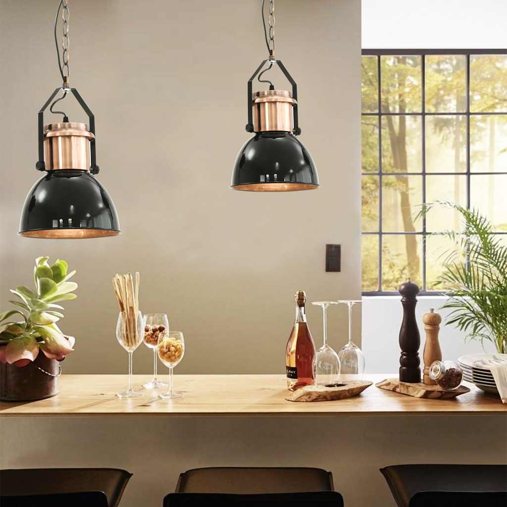 Vidaxl Lampade a soffitto 2 St Round E27 Nero