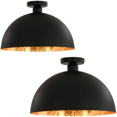 Lámparas de techo Vidaxl 2 PCS semi -ruido E27 Color negro y dorado