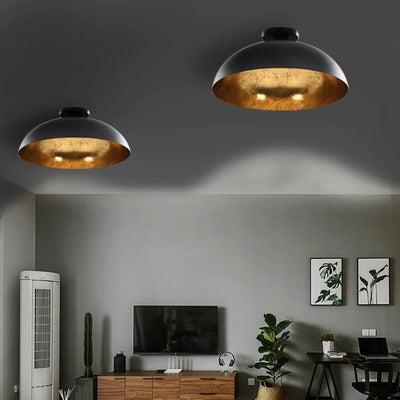 Lámparas de techo Vidaxl 2 PCS semi -ruido E27 Color negro y dorado