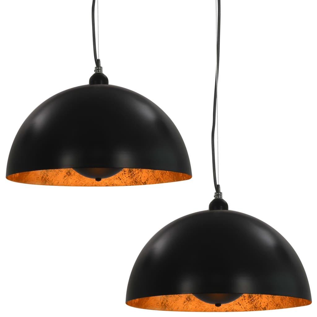 Vidaxl Lampade a soffitto 2 PC semi -round E27 40 cm Black e oro colorato