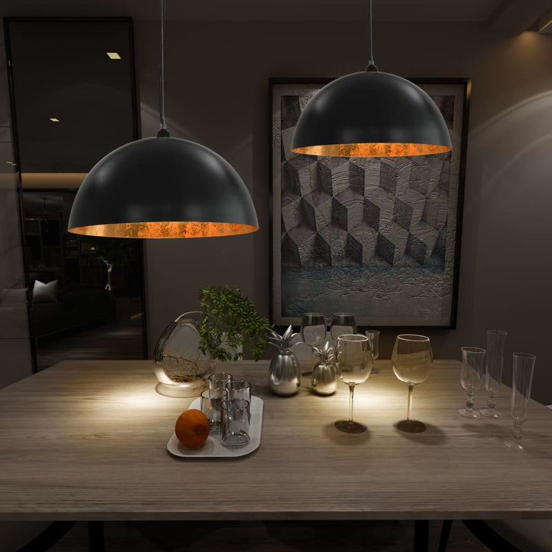 Vidaxl Lampade a soffitto 2 PC semi -round E27 50 cm Black e oro colorato