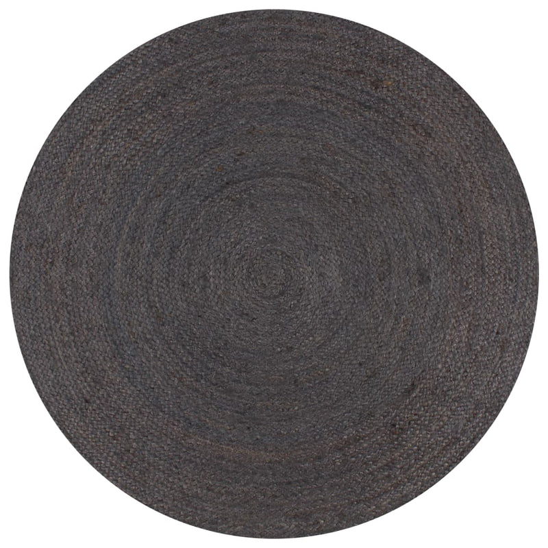 Alfombra Vidaxl hecha a mano alrededor de 90 cm de yute gris oscuro