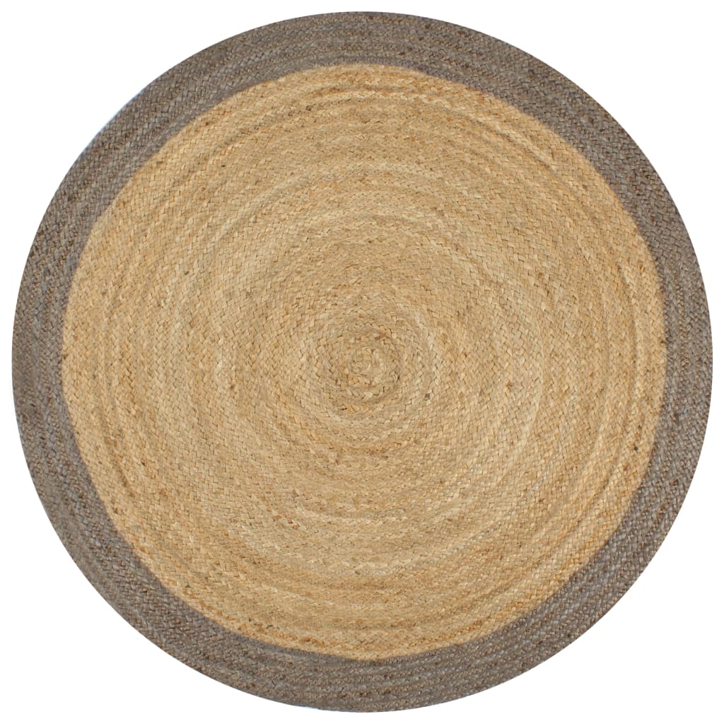 Vidaxl tappeto fatto a mano con bordo grigio 90 cm iuta