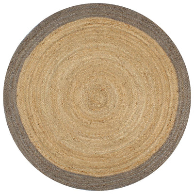 Alfombra Vidaxl hecha a mano con borde gris de 90 cm de yute