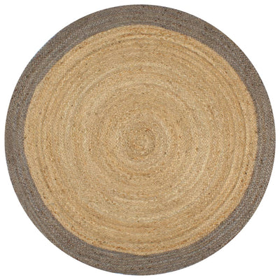 Alfombra Vidaxl hecha a mano con borde gris de 120 cm de yute