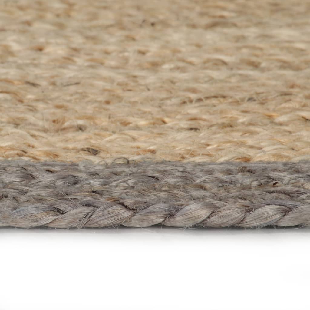 Alfombra Vidaxl hecha a mano con borde gris de 120 cm de yute