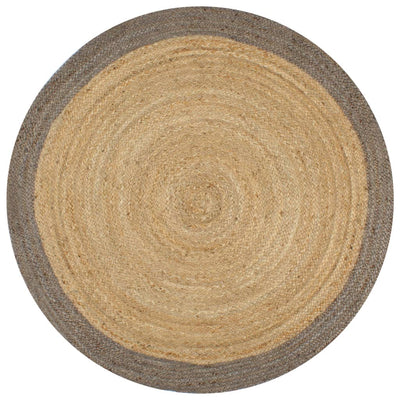 Alfombra Vidaxl hecha a mano con borde gris de 150 cm de yute
