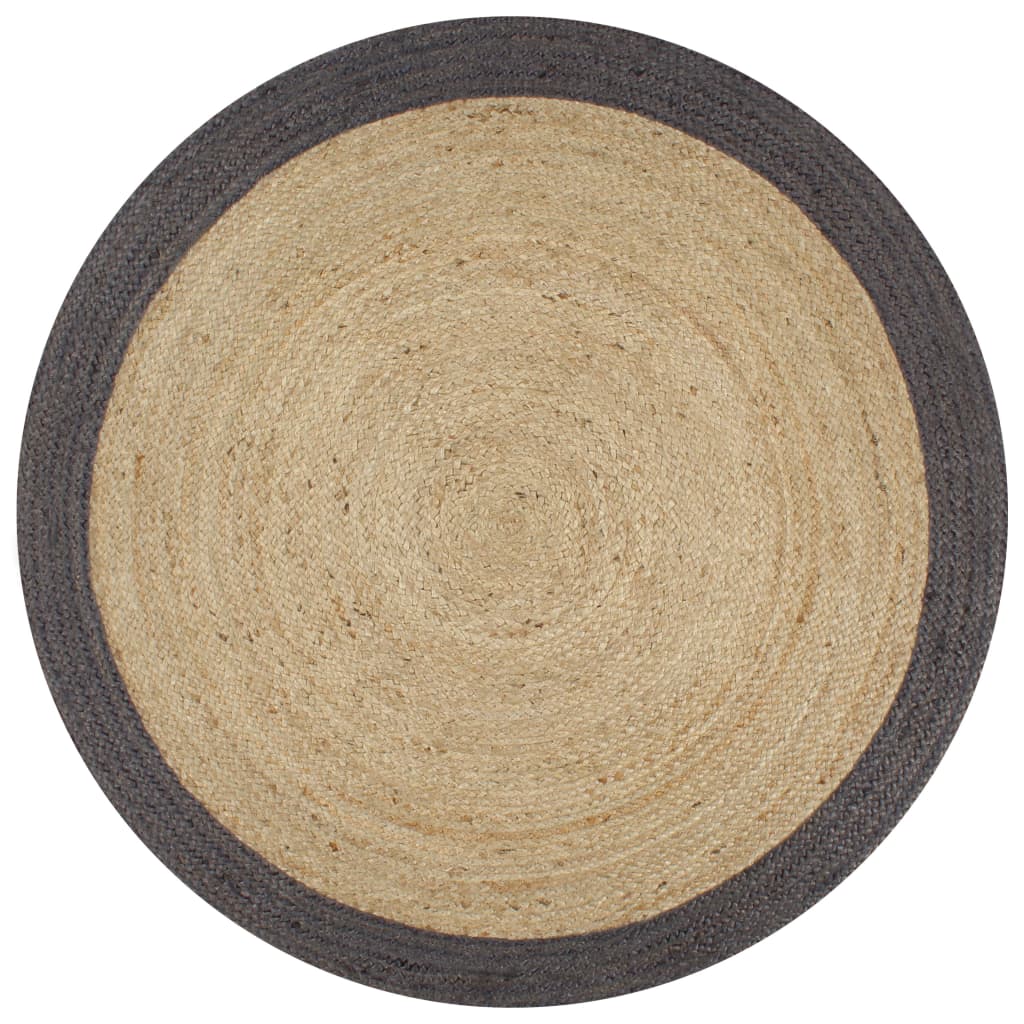 Alfombra Vidaxl hecha a mano con borde gris oscuro 90 cm de yute