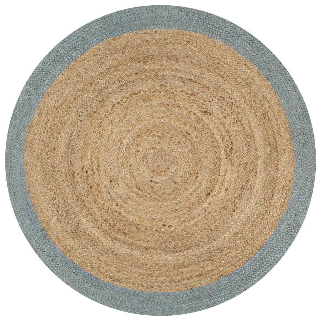 Vidaxl vloerkleed handgemaakt met olijfgroene rand 90 cm jute