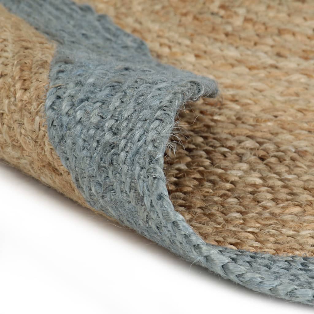 Vidaxl vloerkleed handgemaakt met olijfgroene rand 90 cm jute