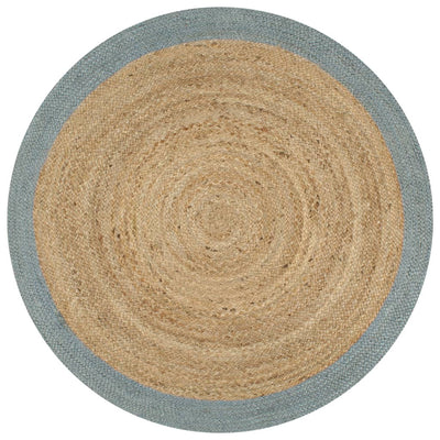 Alfombra Vidaxl hecha a mano con borde verde oliva 150 cm de yute