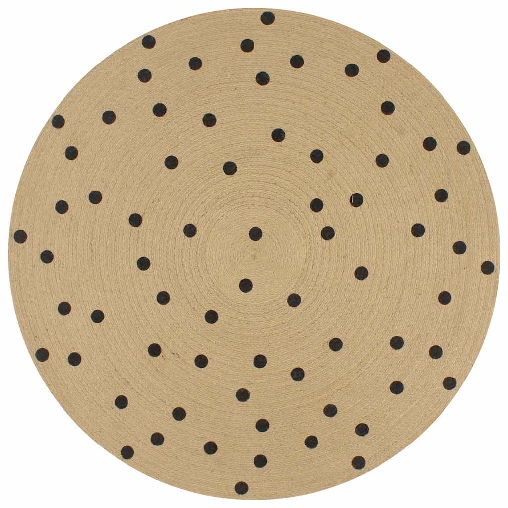 Vidaxl tappeto fatto a mano con polkadot stampata 90 cm iuta